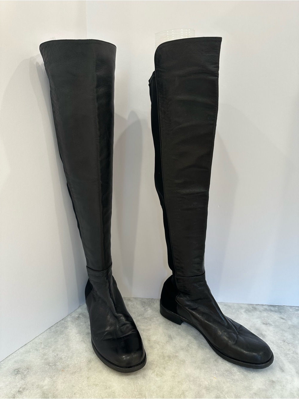 Stuart Weitzman thigh high solid suede boots,goes in back